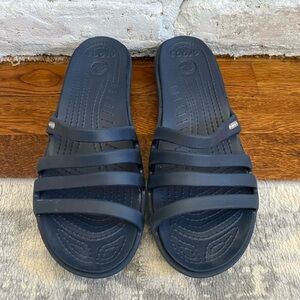 CROCS Dark Blue Strappy Slide Sandals